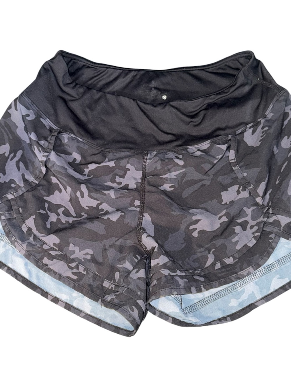Womens Black Camouflage Performance Running Shorts